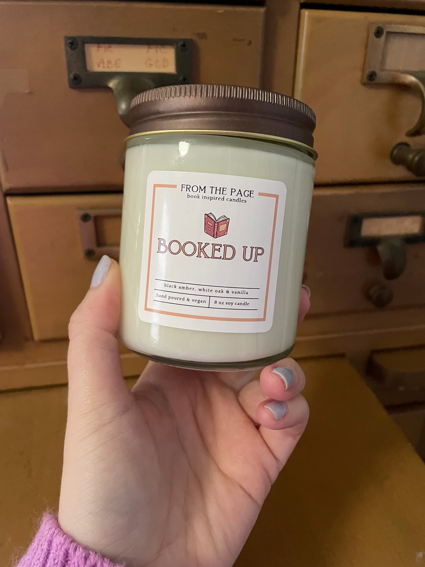 Booked Up - Candle of the Month (black amber, white oak & vanilla)
