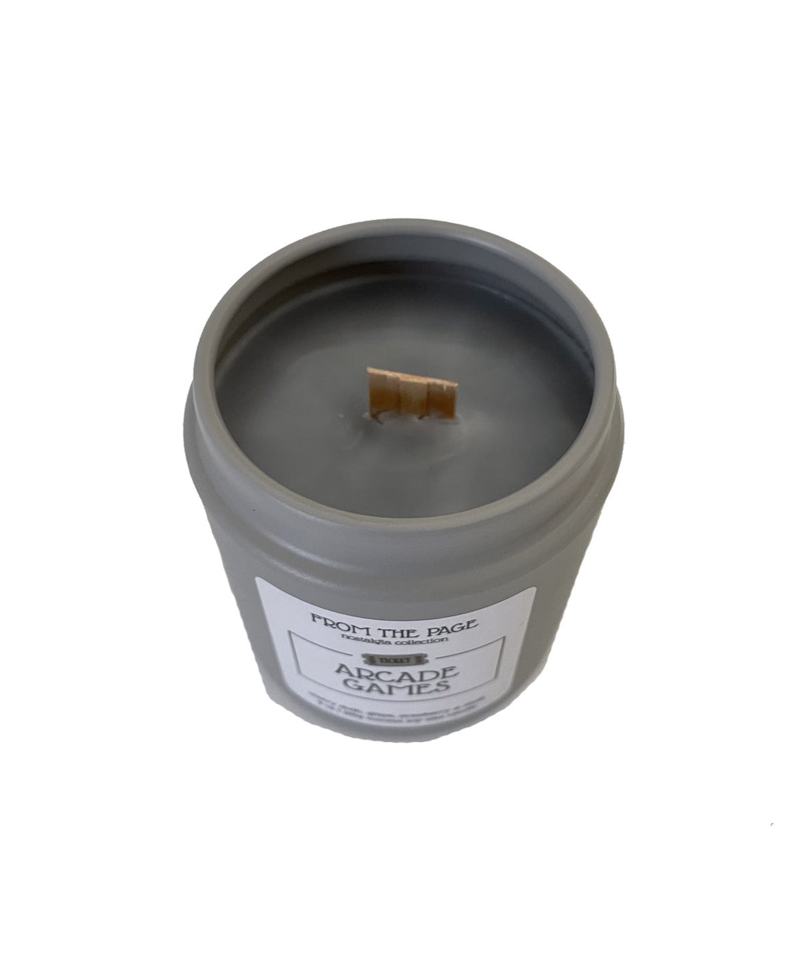 Gray candle with wood wick