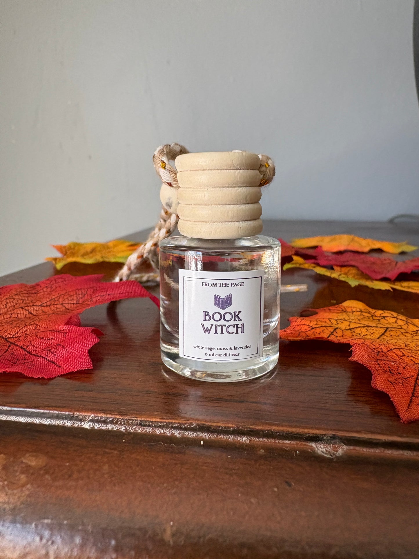 Book Witch Car Diffuser (white sage, moss & lavender)