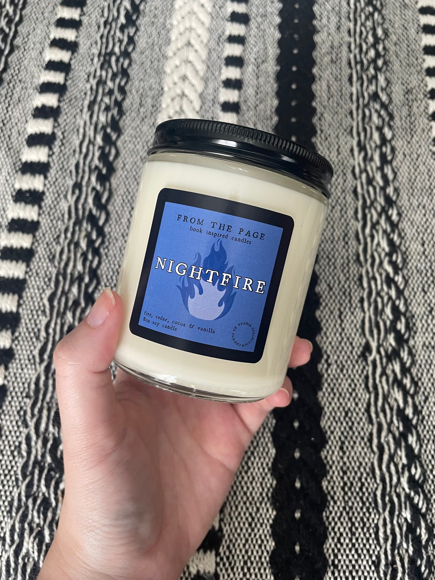 Nightfire (fire, cedar, cocoa, vanilla) | Crowns of Nyaxia Officially Licensed Candles
