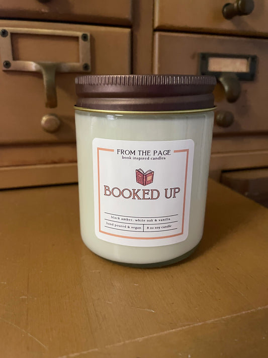Booked Up - Candle of the Month (black amber, white oak & vanilla)